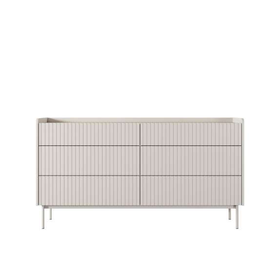 Kommode Level 153x82 cm - beige - eik - 6 skuffer