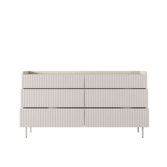 Kommode Level 153x82 cm - beige - eik - 6 skuffer