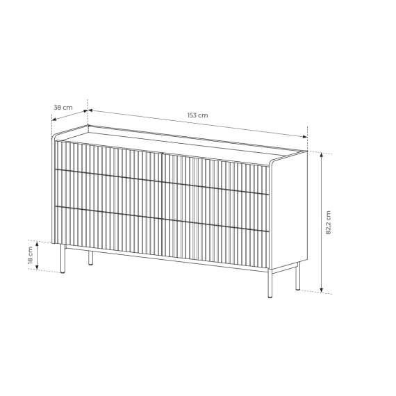 Kommode Level 153x82 cm - beige - eik - 6 skuffer