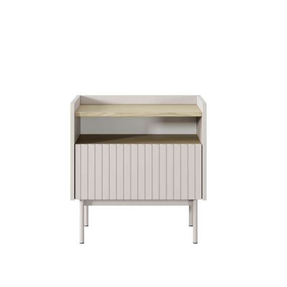 Nattbord Level 53x56 cm - beige - eik - skuff