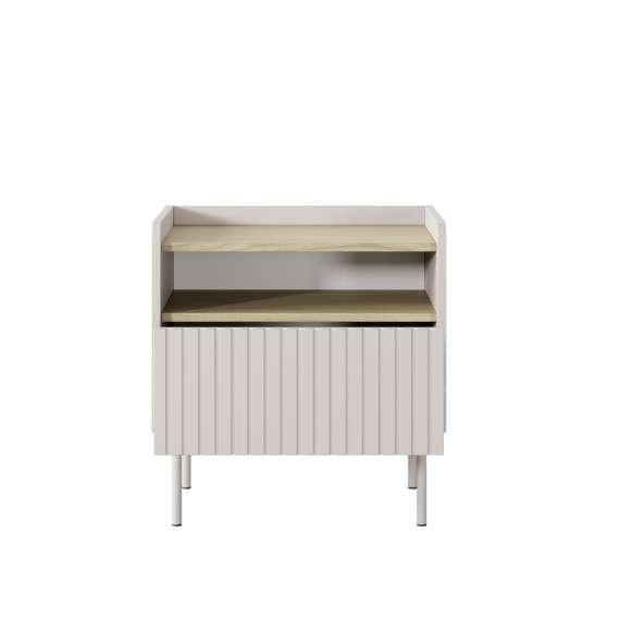 Nattbord Level 53x56 cm - beige - eik - skuff