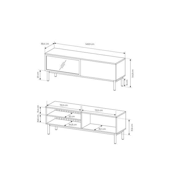 Tv-benk Lang 150x55 cm - med belysning