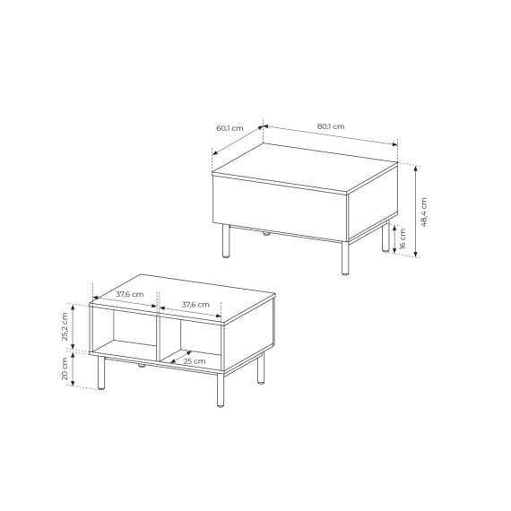 Stuebord Lang 80x60 cm - med skuff