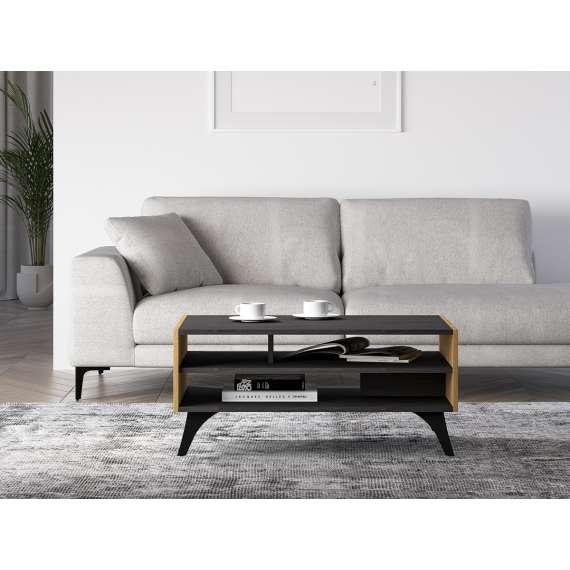 Sofabord Toscania 90x60 cm - eik baltica - aske svart