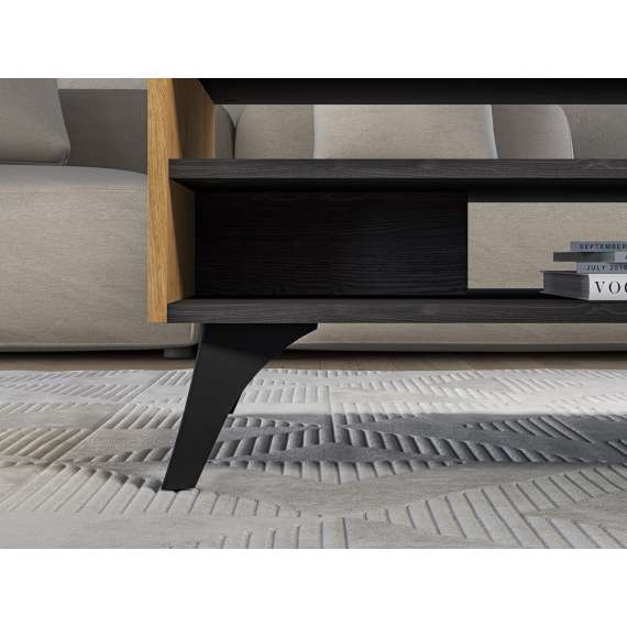 Sofabord Toscania 90x60 cm - eik baltica - aske svart