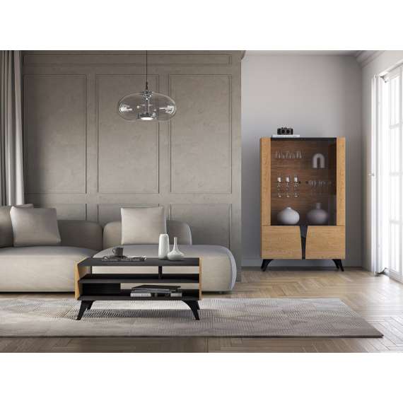 Sofabord Toscania 90x60 cm - eik baltica - aske svart