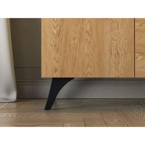 Skjenk Toscania 170x82 cm - 5 dører - eik baltica - aske svart - svart glass