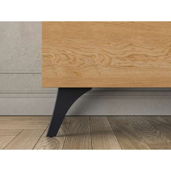 Garderobeskap Toscania  - 95x190 cm - 2 dører - eik baltica - aske svart - svart glass