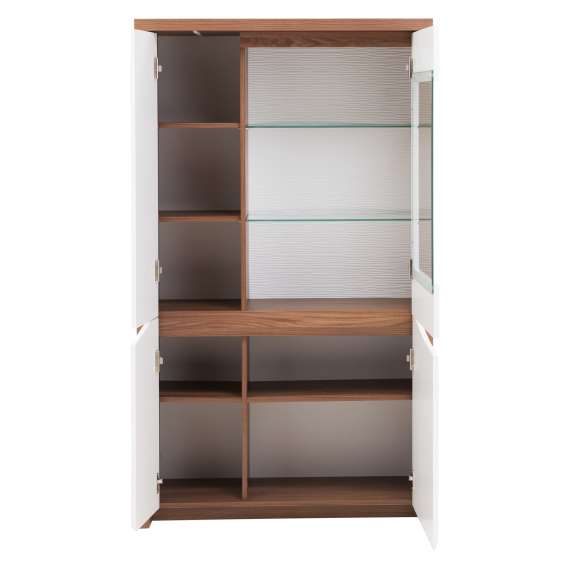 Vitrineskap Saint Tropez 93x160 cm - Brun Eik - Hvit Høyglans