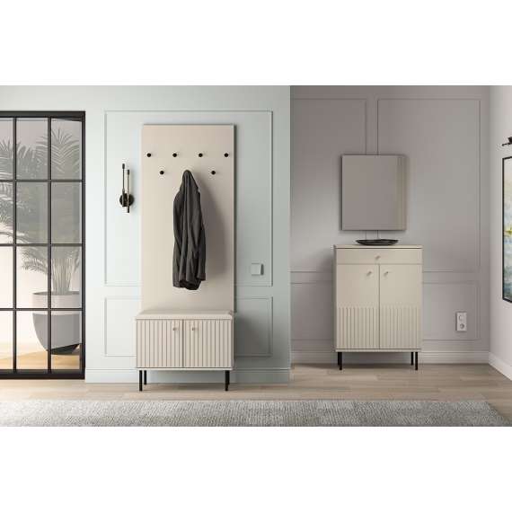 Veggpanel Sophie 68x137 cm - cashmere -  med knagger og hylle