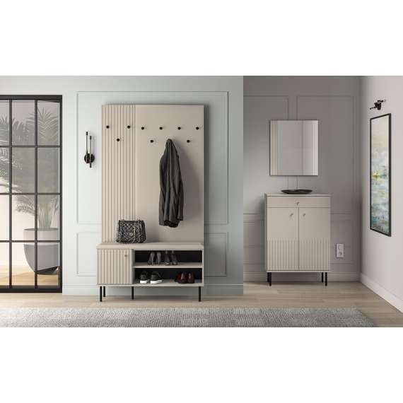 Polstret veggpanel Sofhie - 68x137 cm - cashmere - med knagger