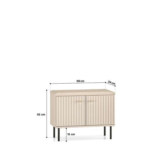 Skoskap Sophie 68x55 cm - cashmere -  med sittepute