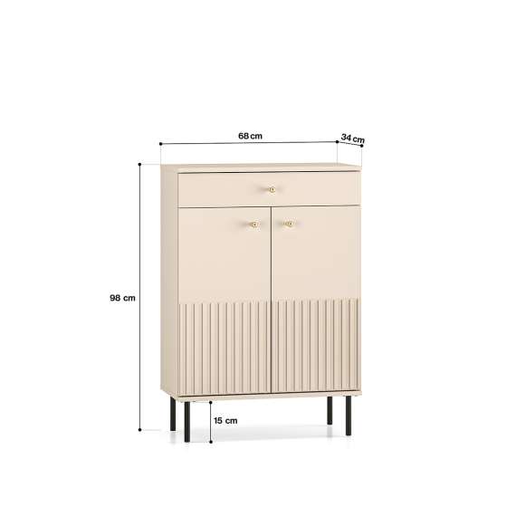 Skoskap Sophie 68x98 cm - cashmere - 2 dører - 1 skuff