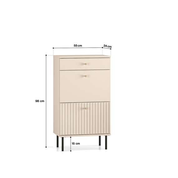 Skoskap Sophie 55x98 cm - cashmere - 2 dører - 1 skuff