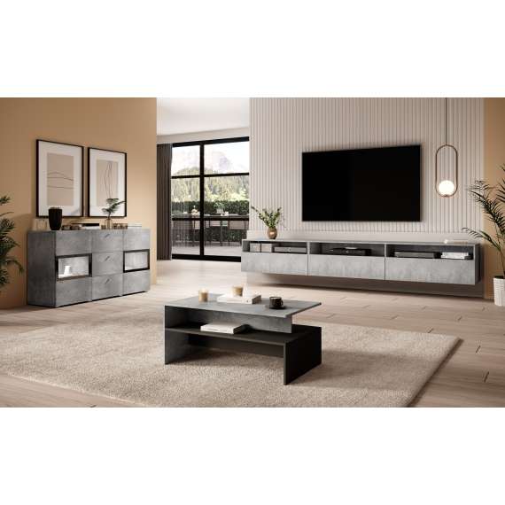 Sofabord Baros 100x60 cm - betong - sort matt