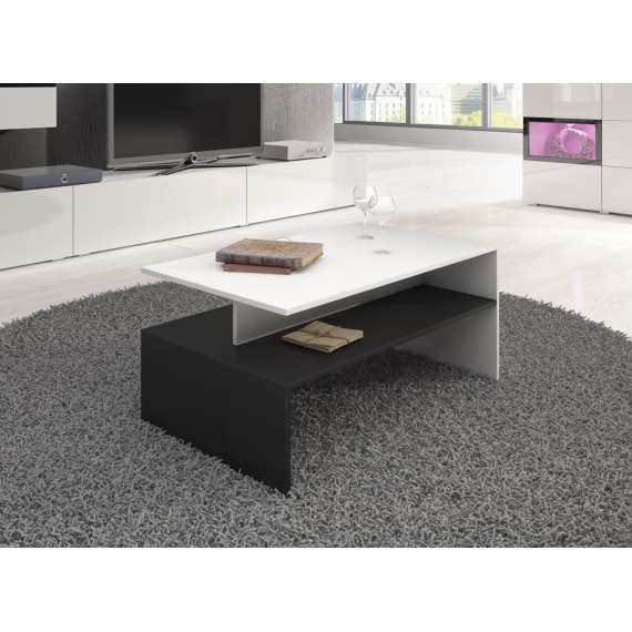 Sofabord Baros 100x60 cm - hvit - sort matt