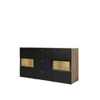 Skjenk Baros 132x70 cm - eik - sort supermatt