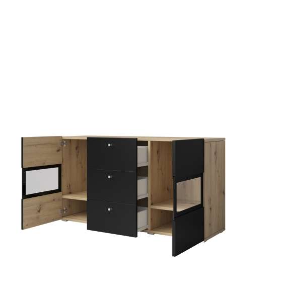 Skjenk Baros 132x70 cm - eik - sort supermatt