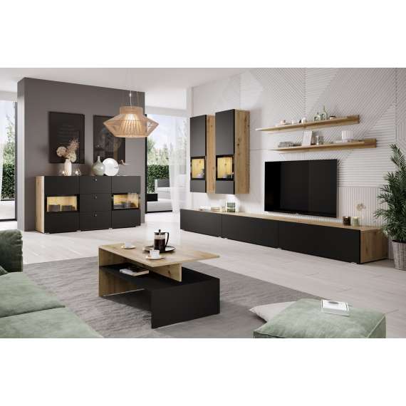 Skjenk Baros 132x70 cm - eik - sort supermatt