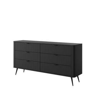 Kommode Lante 163x81 cm - sort - 6 skuffer