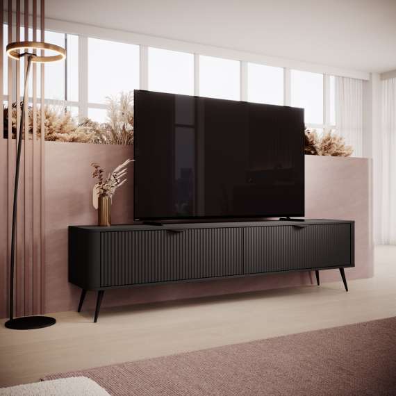 Tv-benk Lante 200x51 cm - sort - 2 dører