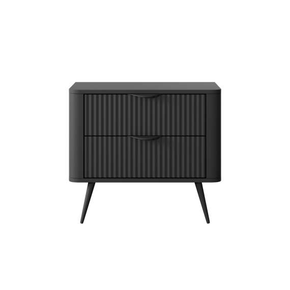 Nattbord Lante 63x55 cm - sort - 2 skuffer