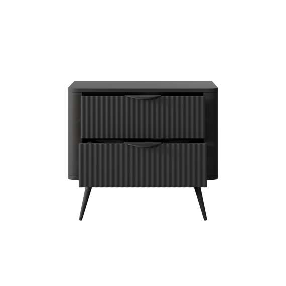 Nattbord Lante 63x55 cm - sort - 2 skuffer