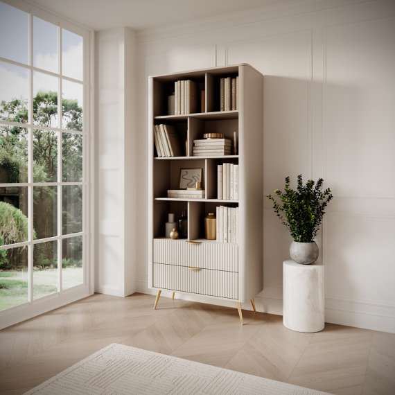 Reol Lante 88x194 cm - beige - 2 skuffer