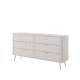 Kommode Lante 163x81 cm - beige - 6 skuffer