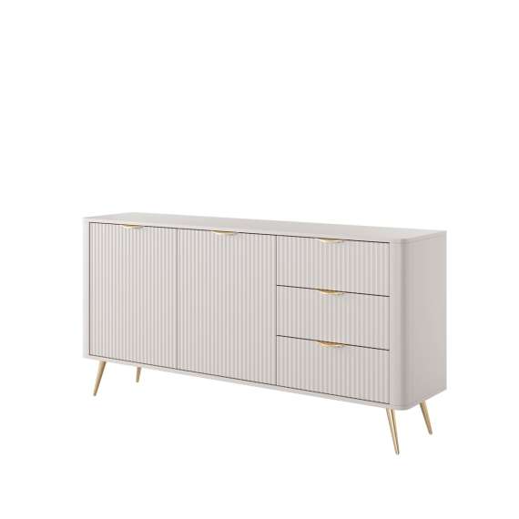 Skjenk Lante 163x81 cm - beige - 2 dører - 3 skuffer