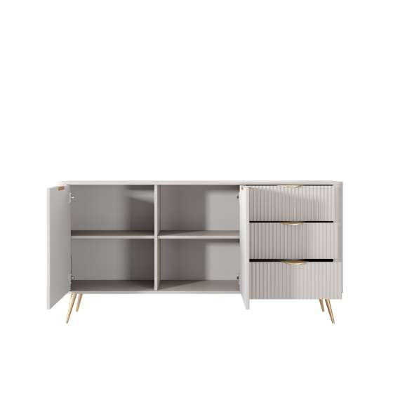 Skjenk Lante 163x81 cm - beige - 2 dører - 3 skuffer