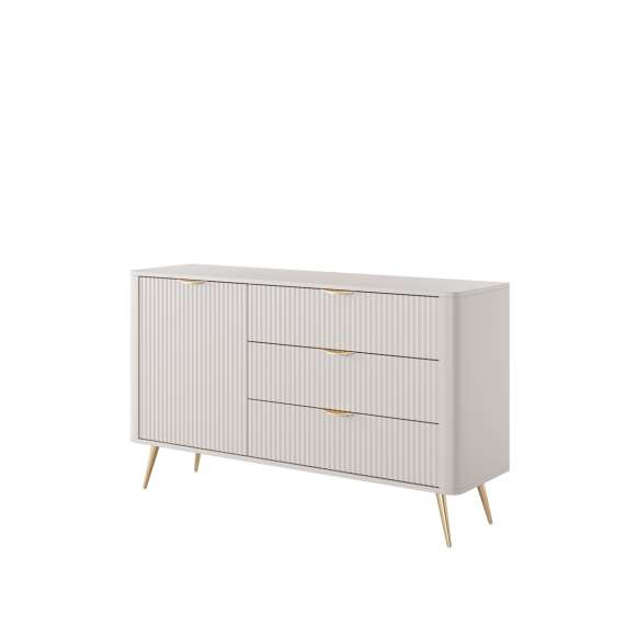 Skjenk Lante 138x81 cm - beige - 1 dør - 3 skuffer