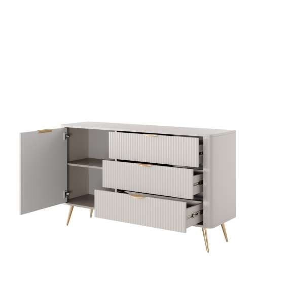 Skjenk Lante 138x81 cm - beige - 1 dør - 3 skuffer