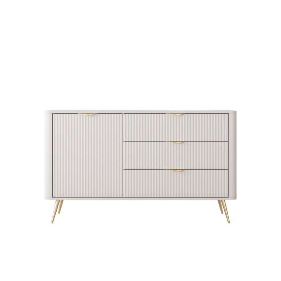 Skjenk Lante 138x81 cm - beige - 1 dør - 3 skuffer