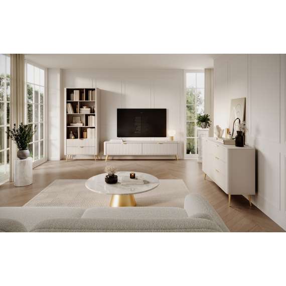 Tv-benk Lante 200x51 cm - beige - 2 dører
