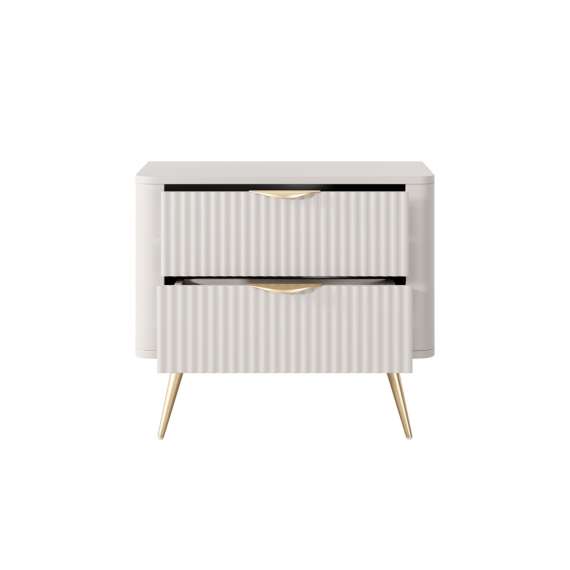 Nattbord Lante 63x55 cm - beige - 2 skuffer