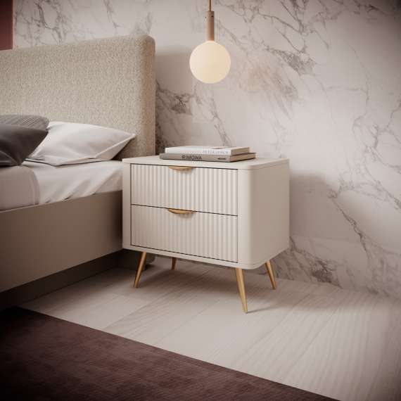 Nattbord Lante 63x55 cm - beige - 2 skuffer