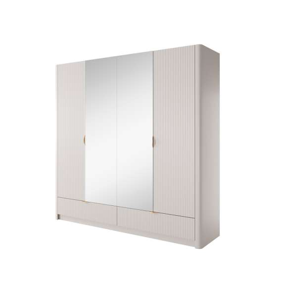 Garderobeskap Lante 213x209 cm - beige - med innredning