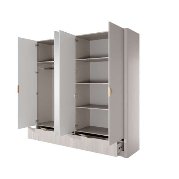 Garderobeskap Lante 213x209 cm - beige - med innredning