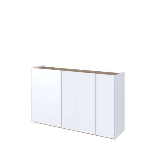 Skap Easy 156x95 cm - hvit - eik - 5 dører