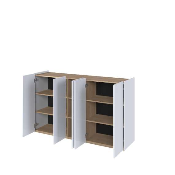 Skap Easy 156x95 cm - hvit - eik - 5 dører