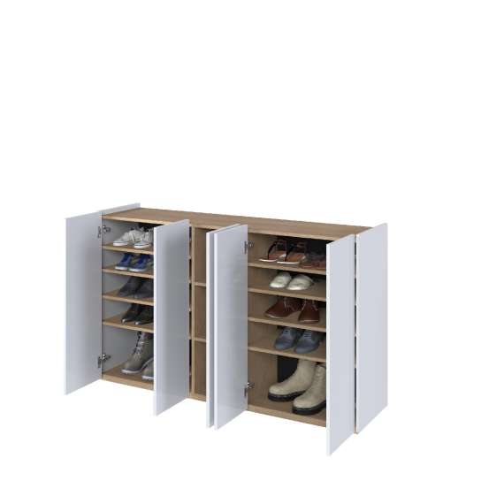 Skap Easy 156x95 cm - hvit - eik - 5 dører