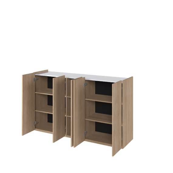 Skap Easy 156x95 cm - eik - hvit - 5 dører