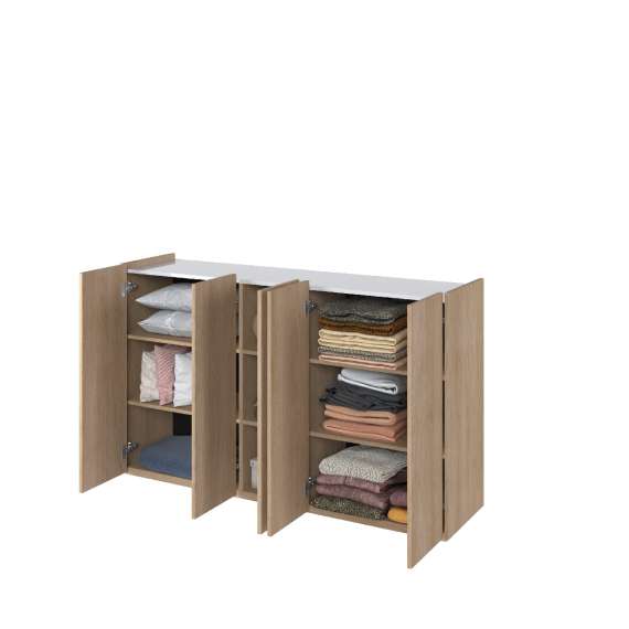 Skap Easy 156x95 cm - eik - hvit - 5 dører