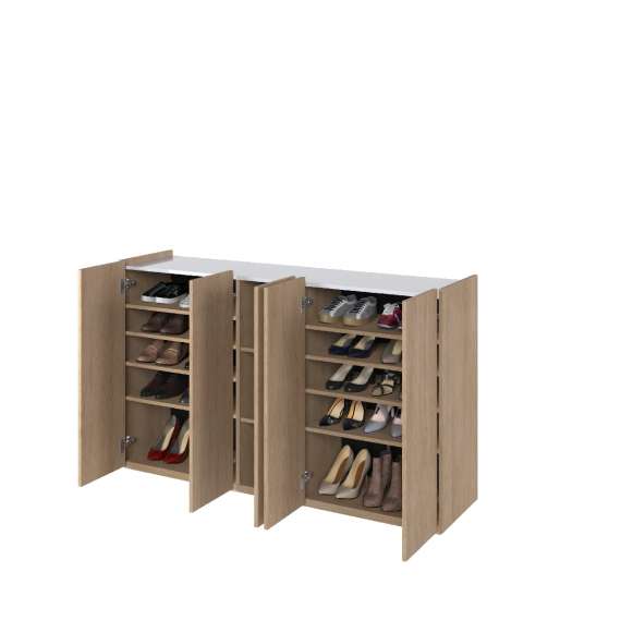 Skap Easy 156x95 cm - eik - hvit - 5 dører