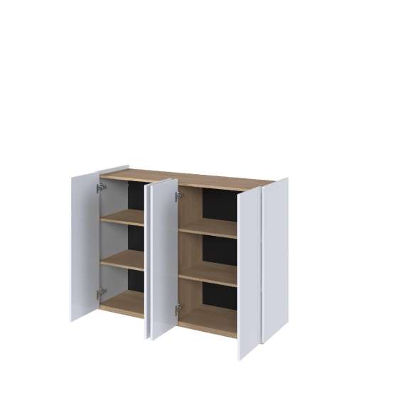 Skap Easy 126x95 cm - hvit - eik - 4 dører