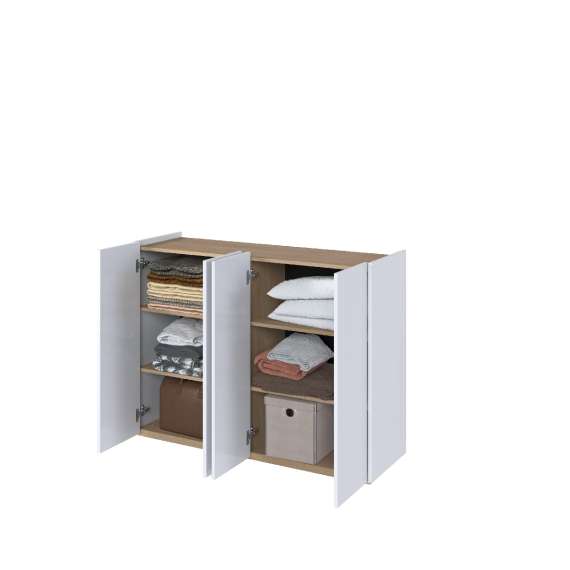 Skap Easy 126x95 cm - hvit - eik - 4 dører