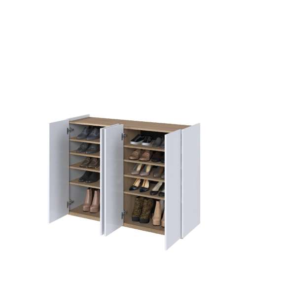 Skap Easy 126x95 cm - hvit - eik - 4 dører