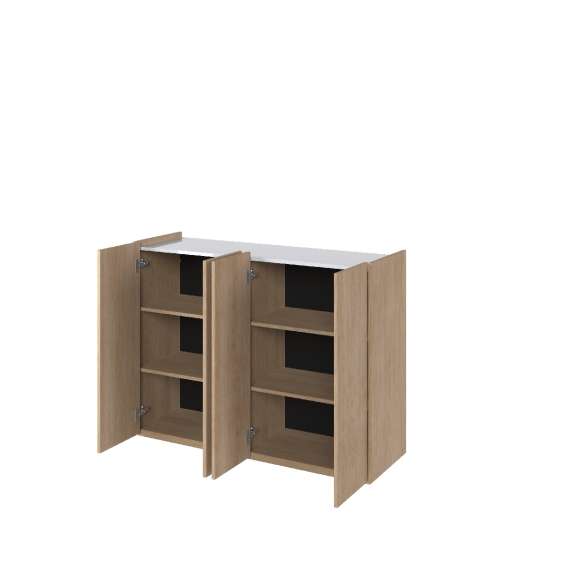 Skap Easy 126x95 cm - eik - hvit - 4 dører