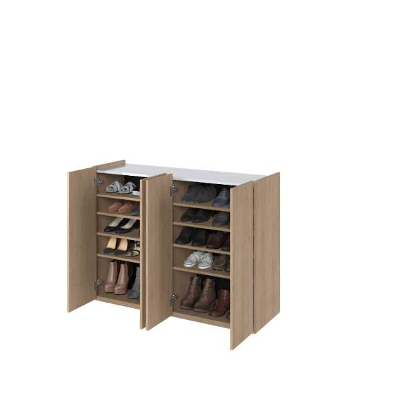 Skap Easy 126x95 cm - eik - hvit - 4 dører